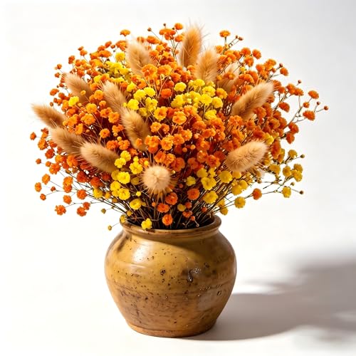 Ramo seco floral naranja y amarillo 17 pulgadas miniatura 1