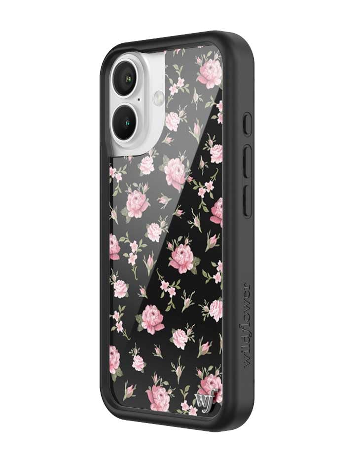 Image of Wildflower Cases - Compatible with iPhone 16 | Protective Bumper, 6.5ft Drop Test Certified, Women Owned Small Business | Black & Pink Floral