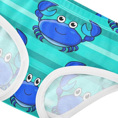 Cotton Girls Underwear Toddlers Cute Cartoon Blue Crabs Panties Little Girl Artistic Kids Undies Briefs 2t4