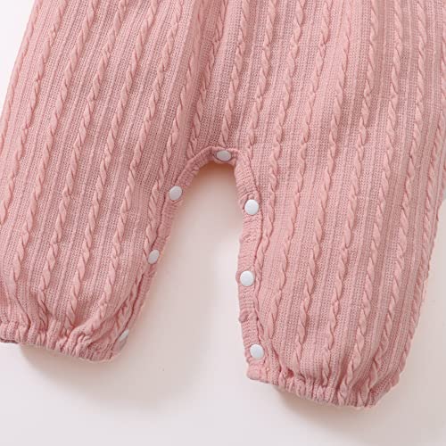 Image of Happy Town Baby Girl Romper Infant Fall Winter Clothes Ruffle Sweater Long Sleeve Bodysuit Jumpsuit and Headband