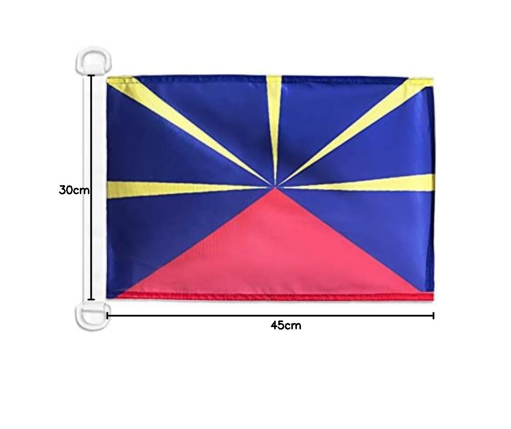AZ FLAG Drapeau La Réunion 45x30 cm Pavillon Nautique Réunionais France Bateau Extérieur Maille Bloquée Anneaux Plastiques