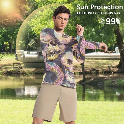 Men's Sun Protection Shirts UPF 50+ Long Sleeve Rash Guard Swim Beach Shirt Quick Dry4