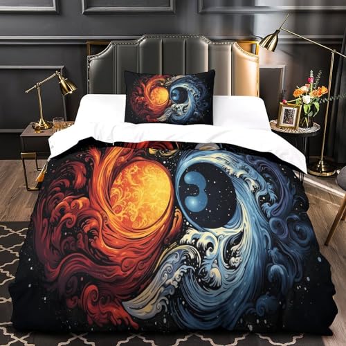 Housse de couette Taï Chi Bagua lit simple 135x200 3D microfibre