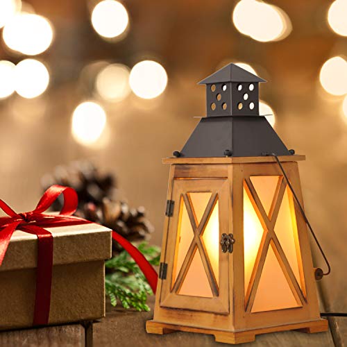 Antique Wood Electric Lantern Lights Table Lamp, Vintage Farmhouse Nautical Decorative, Bedside Night Lights Desk Lamp for Bedroom Living Room, Hanging Light Fixture for Indoor and Outdoor - Image 2