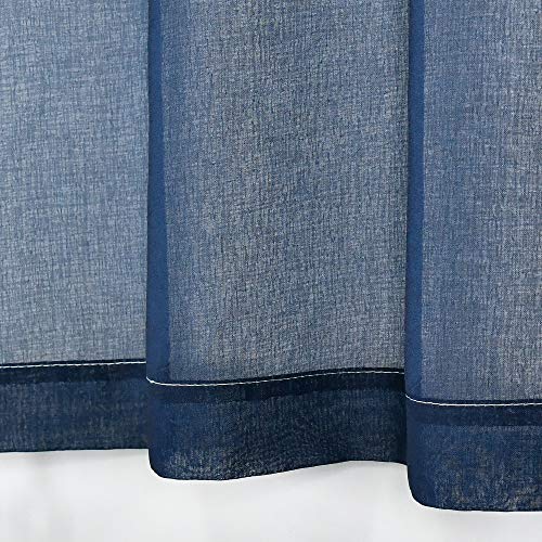 Seeglee Ombre Sheer Tier Curtains Valances Linen Look, Small Drapes For Nursery Window Treatment Panels, 30 Inches Wide X 14 Inches Long Per Panel, Navy Blue,2 Pieces #TOP4