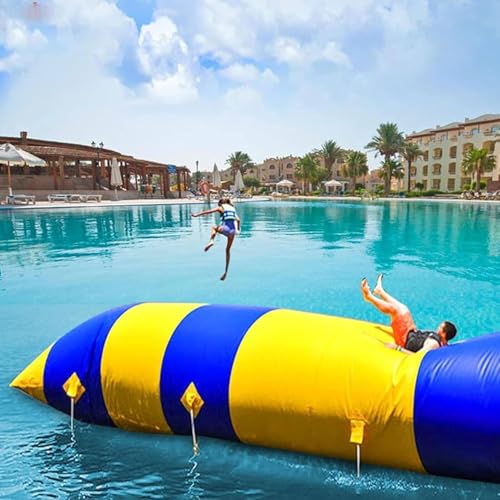 Catapulta Inflable Con Gotas De Agua, Almohada Para Juegos De Parque Acuático, Almohada Inflable Para Saltar En El Lago, Catapulta De Agua Para Juegos De Deportes Acuáticos,10 * 16.4Ft