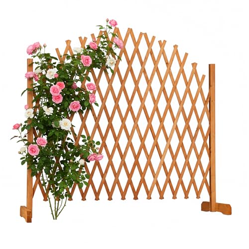Relaxdays Treillis Jardin en Bois Extensible, clôture Grillage Pliable pour Plantes grimpantes, Bordure Balcon 98 x 200