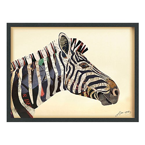 Empire Art Direct Giraffe dreidimensionale Art Collage handsigniert von Alex Zeng gerahmt Graphic Art Wand Zebra braun Cover