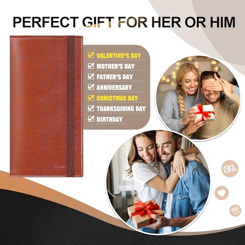 Image of CASMONAL Checkbook Covers for Personal Checkbook Holder RFID Premium Vegan Leather Checkbook Cover for Duplicate Checks