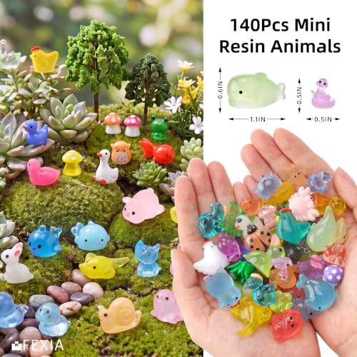 Image of FEXIA 140PCS Mini Resin Animal Figurines Tiny Animals for Fairy Garden | Many Styles Mini Resin Animal Tiny Animal Figurines Bulk Set,for Fairy Garden, Micro Landscape, Aquarium & Crafts Decor