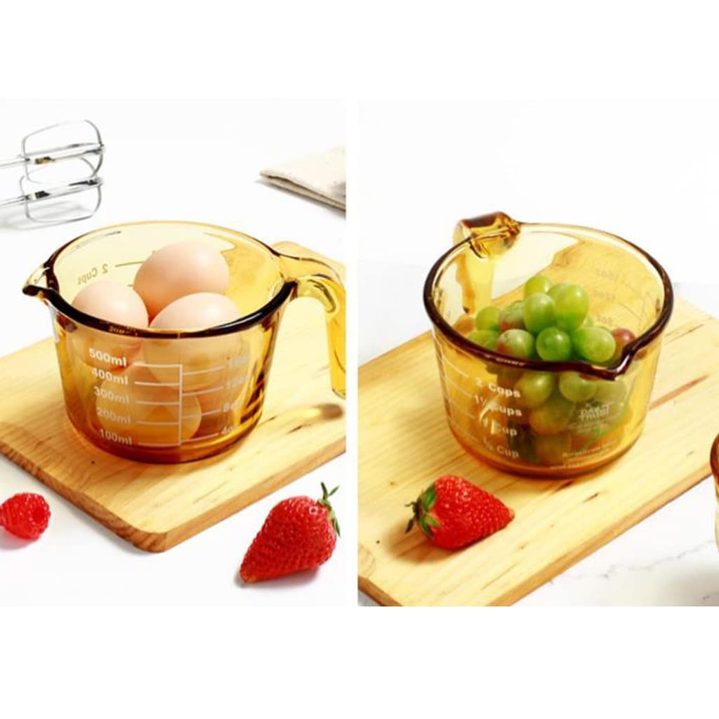 Misurino in vetro con bilancia e coperchio per uso domestico Cucina Food Grade Tazze per latte resistenti alle alte temperature Cuocere e sbattere le uova Tazze per la colazione durevoli ( dimensioni