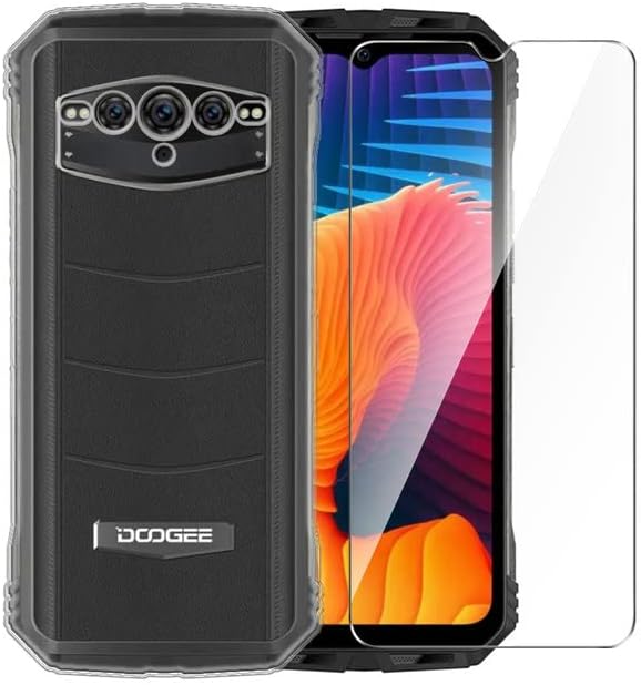 Funda para Doogee V30T + Protector de pantalla de vidrio templado - Silicona transparente suave flexible parachoques a prueba de golpes TPU cubierta