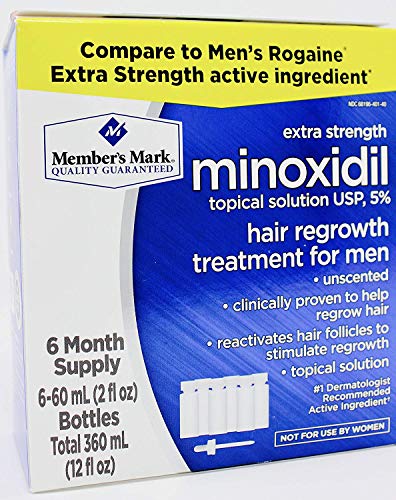 Member's Mark Extra Strength Minoxidil Topical Solution USP 5% Unscented Hair Regrowth Treatment for Men (6 month supply)