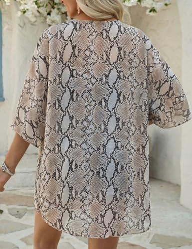 Image of Chunoy Women Floral Beach Wear Cover Up Chiffon Kimono Cardigan Open Front Blouse Top