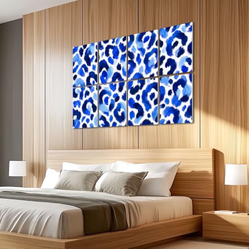 8 Pack Paneles Acústicos Art Decorativos con Estampado Leopardo Azul y Pinceladas Blancas 48"x32" Auto Adhesivos para Estudios de Grabación y Oficina miniatura 5