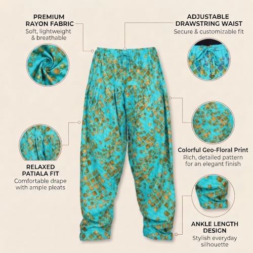 Image of FASHION GALLERY Women's Rayon Relaxed Fit Patiala Salwar with Full Length Drawstring Closure Type and Flexible Waist|Patiala Pant for Woman