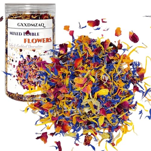 Premium Gourmet Edible Flower Trio - 100% Natural Dried Rose, Cornflower & Calendula Petals Mix | Culinary Grade for Cocktails, Baking, Desserts & Cake Decor | Gluten-Free | 1.05oz/30g Jar