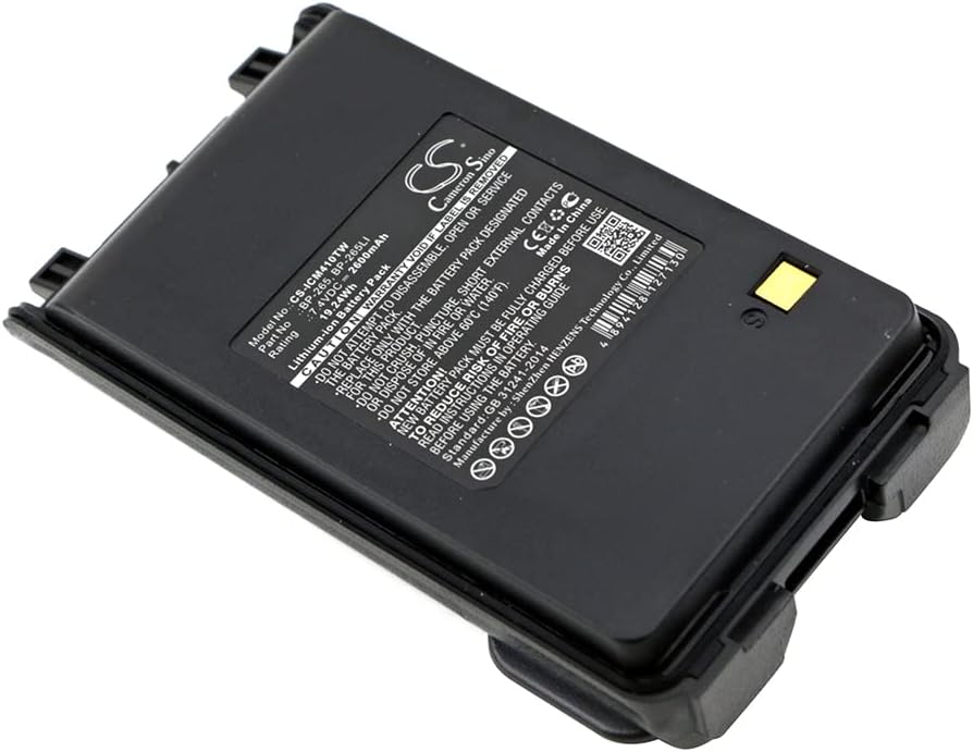 Nahoru view of DCH BP-265 battery with label