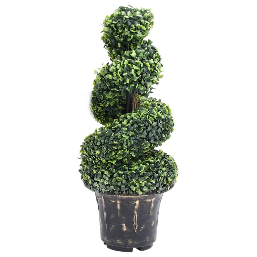 YAFF Artificial Boxwood Spiral Plant with Pot Green 35