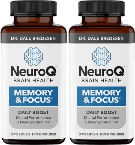 NeuroQ Memory & Focus - Boosts Cognitive Performance & Brain Function - Neuroprotective Formula by Dr. Dale Bredesen - Gotu Kola Ginkgo Phosphatidylserine & Propolis - 60 Capsules (Pack of 2)