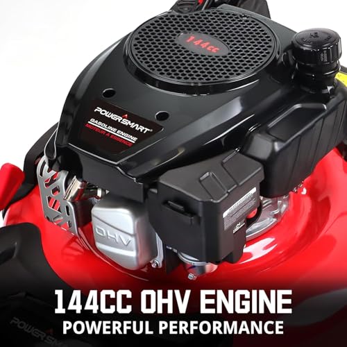 Image of PowerSmart 21-Inch Gas Push Lawn Mower with 144cc 4-Cycle OHV Engine, 2-in-1 with Mulch and Side-Discharge, 6-Position Adjustable Cutting Height (DV8621C)