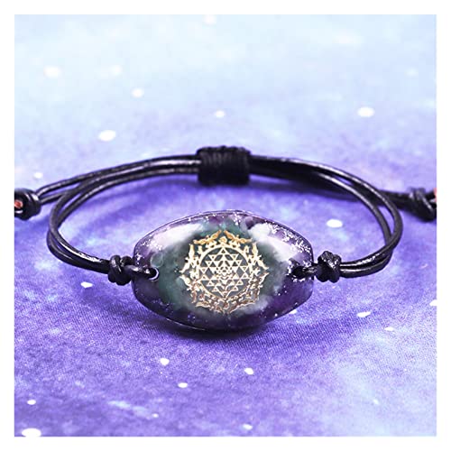 HCHL Pulseras de Cristal Natural para Hombre Mujer Aventurina Verde Natural, Pulsera de curación de Reiki, Orgonita Elimina la Pulsera de energía egativa de la joyería del Chakra Pulseras elásticas