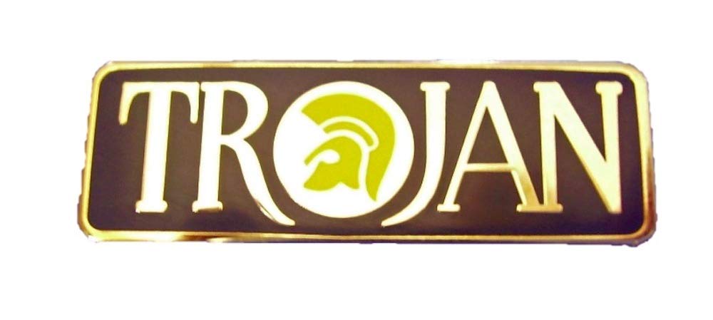 Trojan Helmet Bar Rectangle Black And Gold Enamel Pin Badge