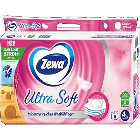 Zewa Ultra Soft mit Stroh, 4-lagig, Weiß, 8 x 150 Blatt_AB Cover