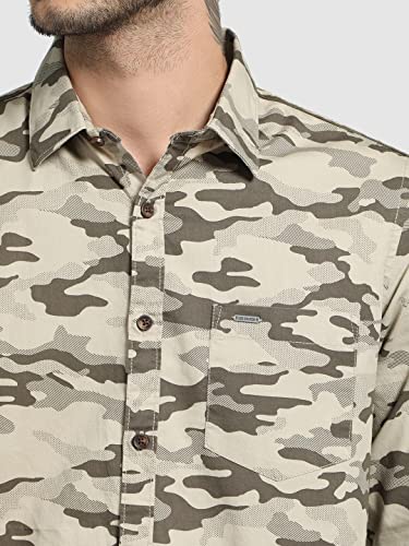 Image of Lee Cooper Men's Checkered Regular fit Casual Shirt (1001966952001 Beige S)