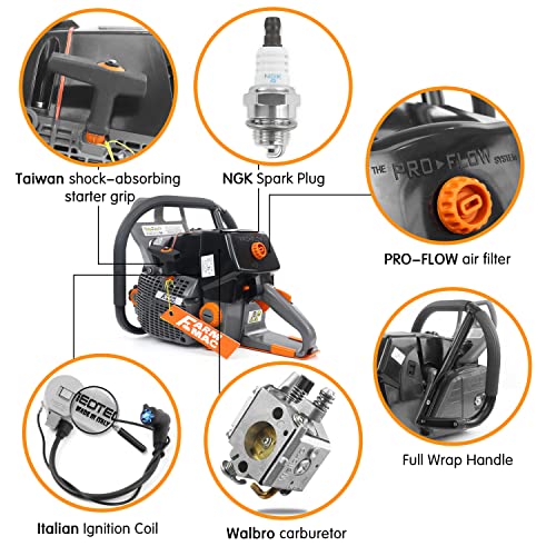 Farmmac F660V, 36 Inch Gas Chainsaw 92Cc High-End Version, Neo-Tec Chainsaw, 5.2Kw 7.0 Hp With Ngk Spark Plug, Walbr Carburetor, Fit For Ms660 G660 (With 36" Light Weight Bar & Chain) #TOP3