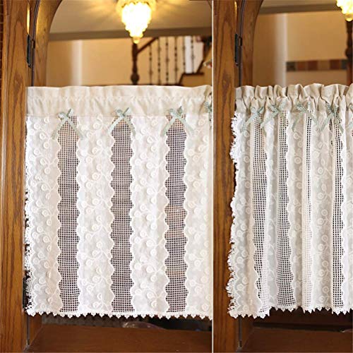 Cortina corta de algodón estilo visillo con bordados para ventanas pequeñas 3