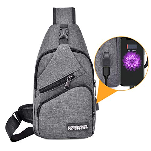 Yuanj Sac à dos à bandoulière pour randonnée, voyage, Gris