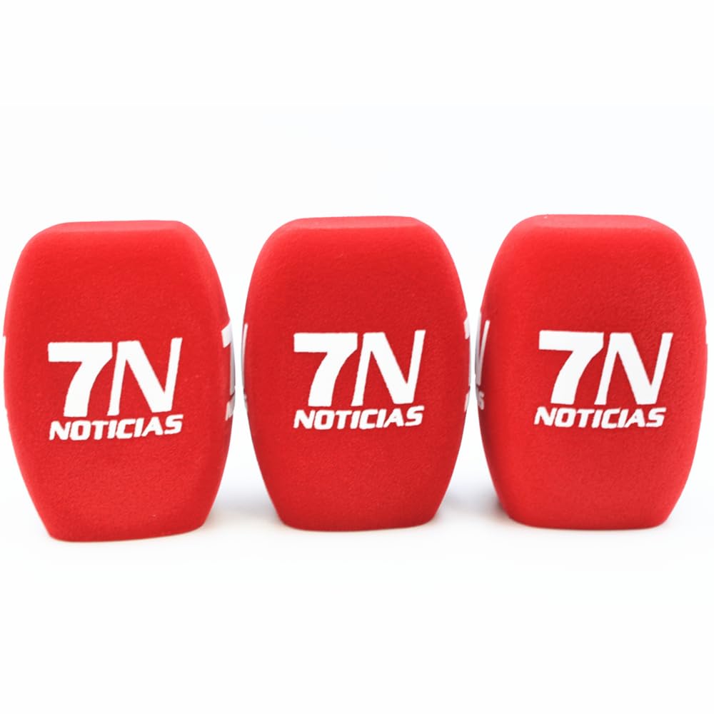 5 Pcs Mic espuma cubre parabrisas con el logotipo impreso personalizar logotipo para parabrisas de espuma de micrófono (rojo)