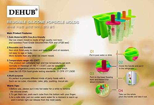 Silicone Popsicle Molds Ice Pop Molds Maker BPA Free - Set of 4 - Food Grade Ice Cream Moulds Ice Pops Shapes for Homemade Popsicle, Dishwasher Safe -Rose Red
