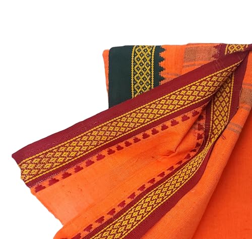Image of Handloom Cotton + Polyester Mix God Towel | Gamcha /Angocha Towel | Fast Absorbing Bath Towels |Pack of 6 | Size 76 x 168 cm | Orange