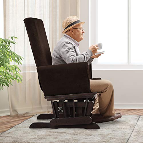 Costzon Baby Glider And Ottoman Cushion Set, Wood Baby Rocker Nursery Furniture For Napping, Nursing, Reading, Upholstered Hoop Glider & Ottoman Comfort Nursery Chair W/Padded Armrests (Brown) #TOP5