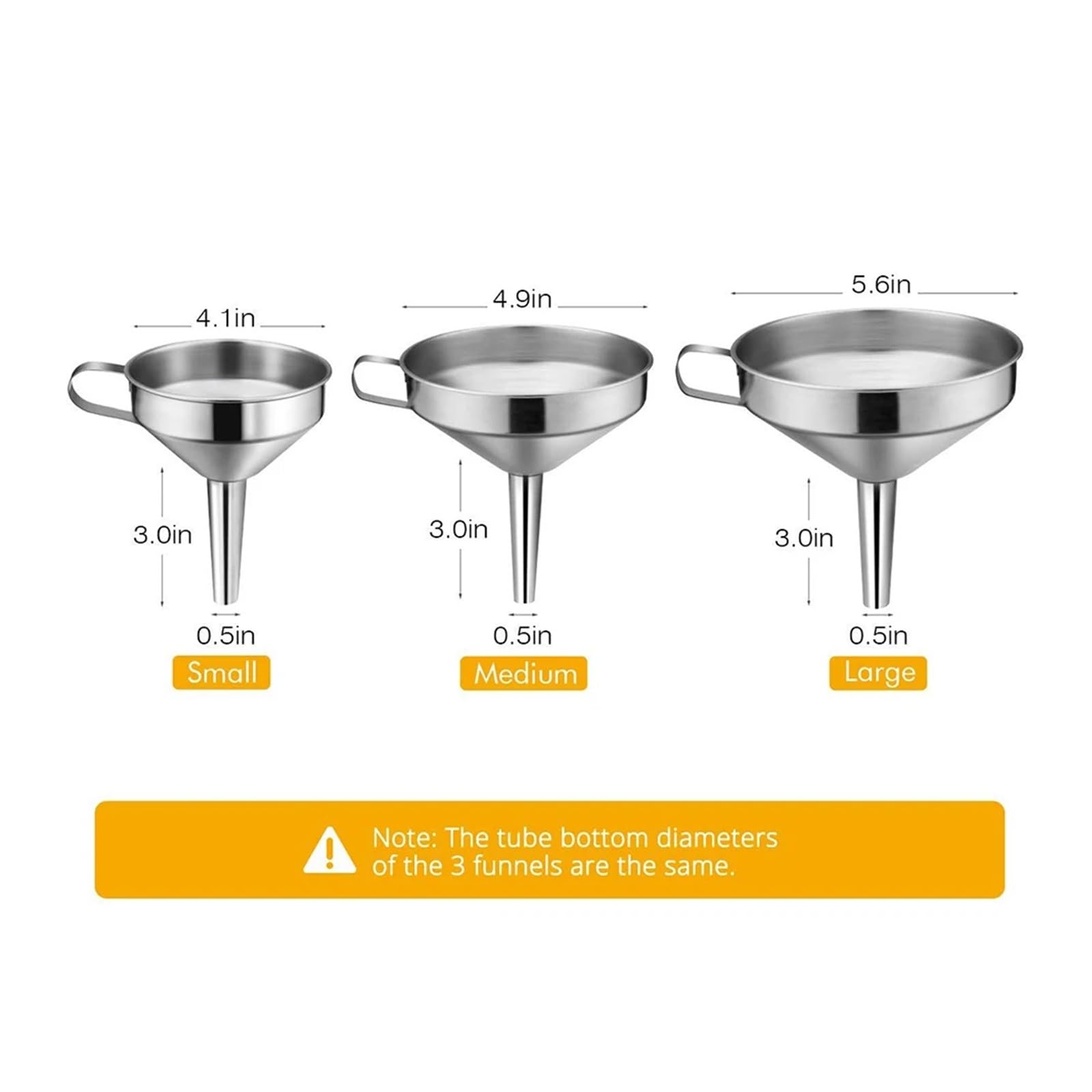 Funnels (hogar y cocina) Embudos de acero inoxidable de 10cm, 12cm y 14cm, boca ancha, aceite de vino, embudo de miel, colador desmontable, herramientas de filtro de líquidos for vino de cocina(12cm)