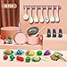35Pcs Kids Kitchen Toy Accessories, Toddler Pretend Cooking Playset with Play Pots, Pans, Utensils, Cookware, Play Food Set, Toy Vegetables, Learning Gift for Girls & Boys (Pink)