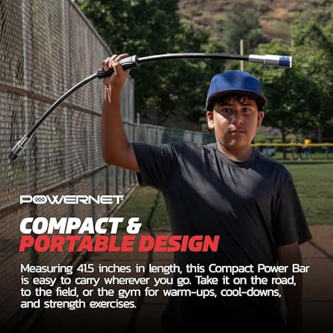 PowerNet Compact Power Bar, Weighted Tube with Interchangeable Weights, Strength Training Shoulder Rehabilitation Aid, Baseball Training Warm Up Cool Down, Increase Strength, Mobility & Flexibility