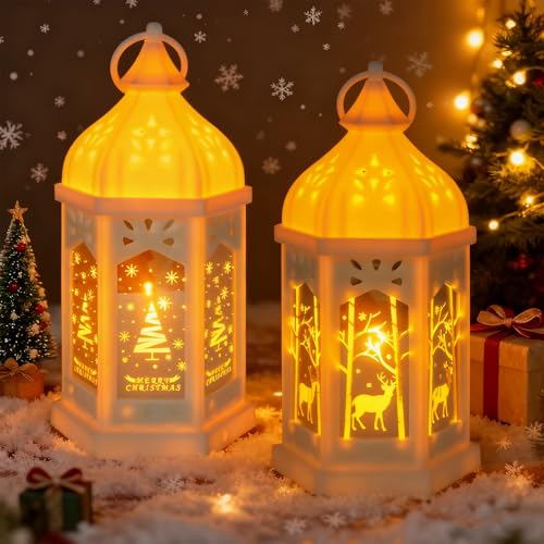 2 Stück Weihnachtsdeko Laterne Weihnachtslaterne Weihnachtsdeko Innen...