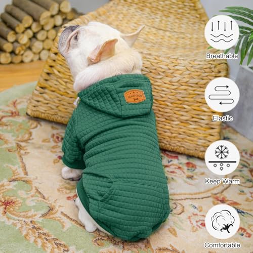 Image of BEAUTYZOO Dog Hoodies Sweater for Medium Dogs, Waffle‑Like Laminated Coat | Warm Dog Sweatshirt with Pocket & Leash Hole, Pullover Clothes for Girl Boy Dogs, Stretchy & Easy‑On‑Off, Bulldogs Pitbulls