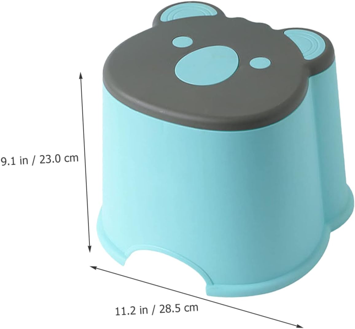 Cartoon Boy Girl Non-Slip Step Stool Lightweight Plastic Small Seat for Bathroom Kitchen and Bedroom Use for Potty Training and Daily Activities Large Blue