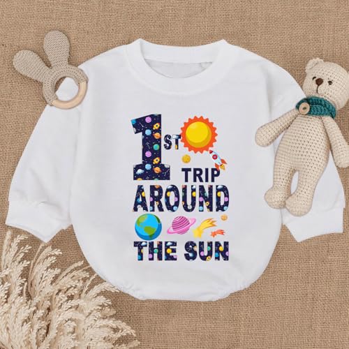 1st Birthday Outfit for Baby Boy, First Birthday Space First Trip Around The Sun Outfit for Boy2