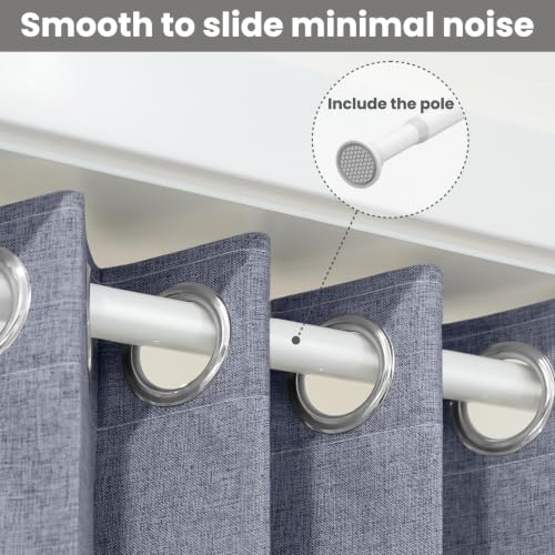 Image of AJAZZ Blackout Accordion Door Curtain with Curtain Rods 39-52 in Length, Invisible Magnetic Door Curtain for Bedroom Living Room Doorway Curtains Set, 1 Panel, W55 x L80 inch, Dark Blue