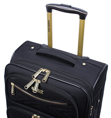 Steve Madden Unisex-Adult (Luggage only) Carry on Bag with Spinner Wheels, Rockstar Black, 20in4