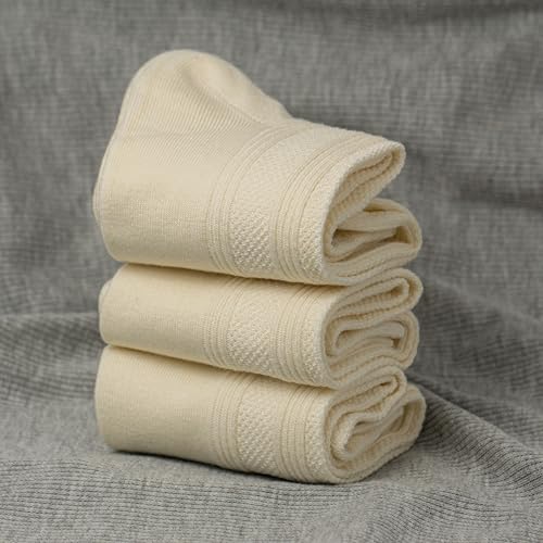 Image of 3 Pairs Crew Socks Lightweight Undyed Cotton Blend Socks for Women Girls, 5-8