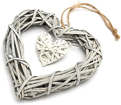 Landy Small Heart Wreath, Hydrangea Heart Hanger Pendant Vehicle Hanger Door Wreath for Home Wedding Valentine's Day 7 inch