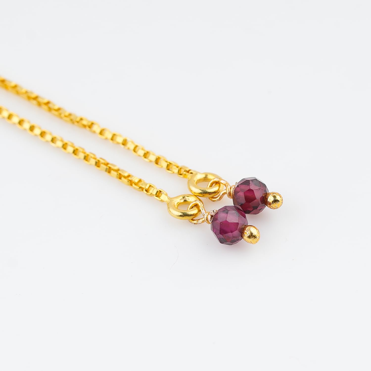 ColouredRocks PINK GARNET Necklace, Slider Y Necklace, Gemstone Beads Trendy Choker Necklace, Daily Wear Women Jewelry, Birthday, Gold Plated Brass 18 inch - Image 2