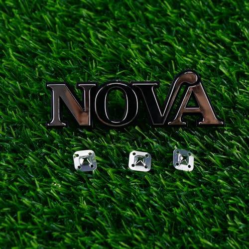 Image of 1Pc 1975-1979 Nova Front Fender Emblem 3D Badge Nameplate with mounting Studs 358756 Replacement for Nova (Silver Black)