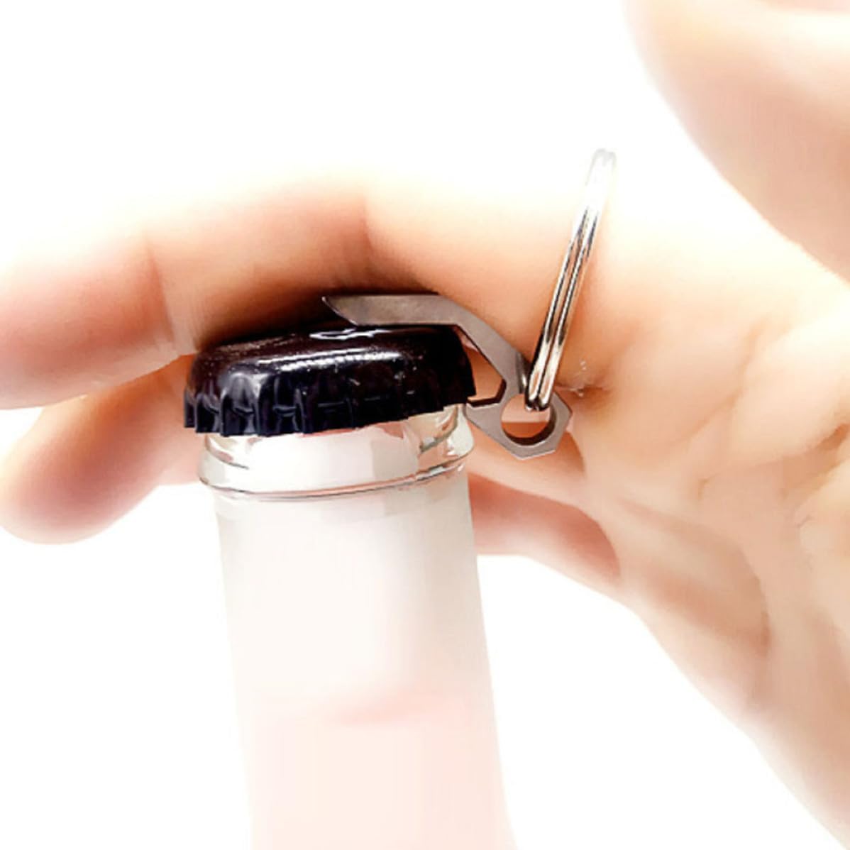 Bottle Opener Keychain Hexagon Mini 2pcs Stainless Steel for Hiking image 4